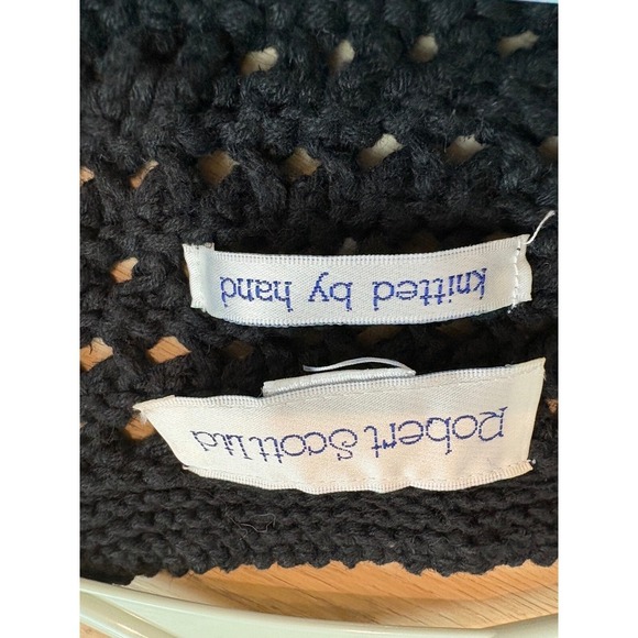 Robert Scott Ltd Knit Vest Hand Knitted Button Up Sleeveless Black Boho - Picture 2 of 3